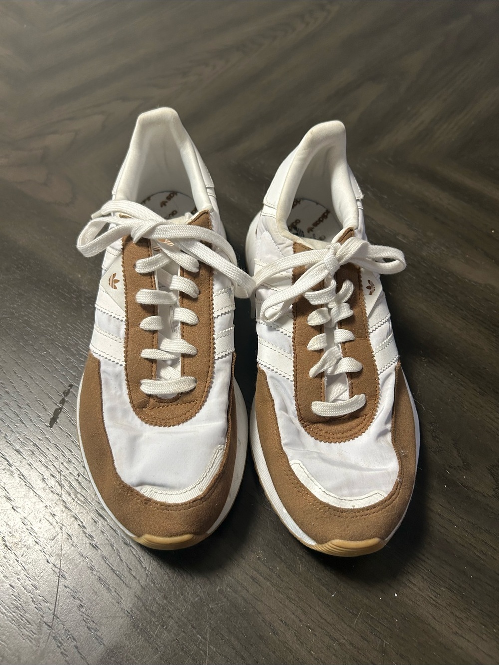 Adidas White and Brown women Casual Lace-Up Sneakers